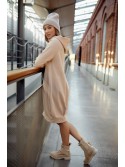 Beige bomber dress with hood FI722 - Online store - Boutique